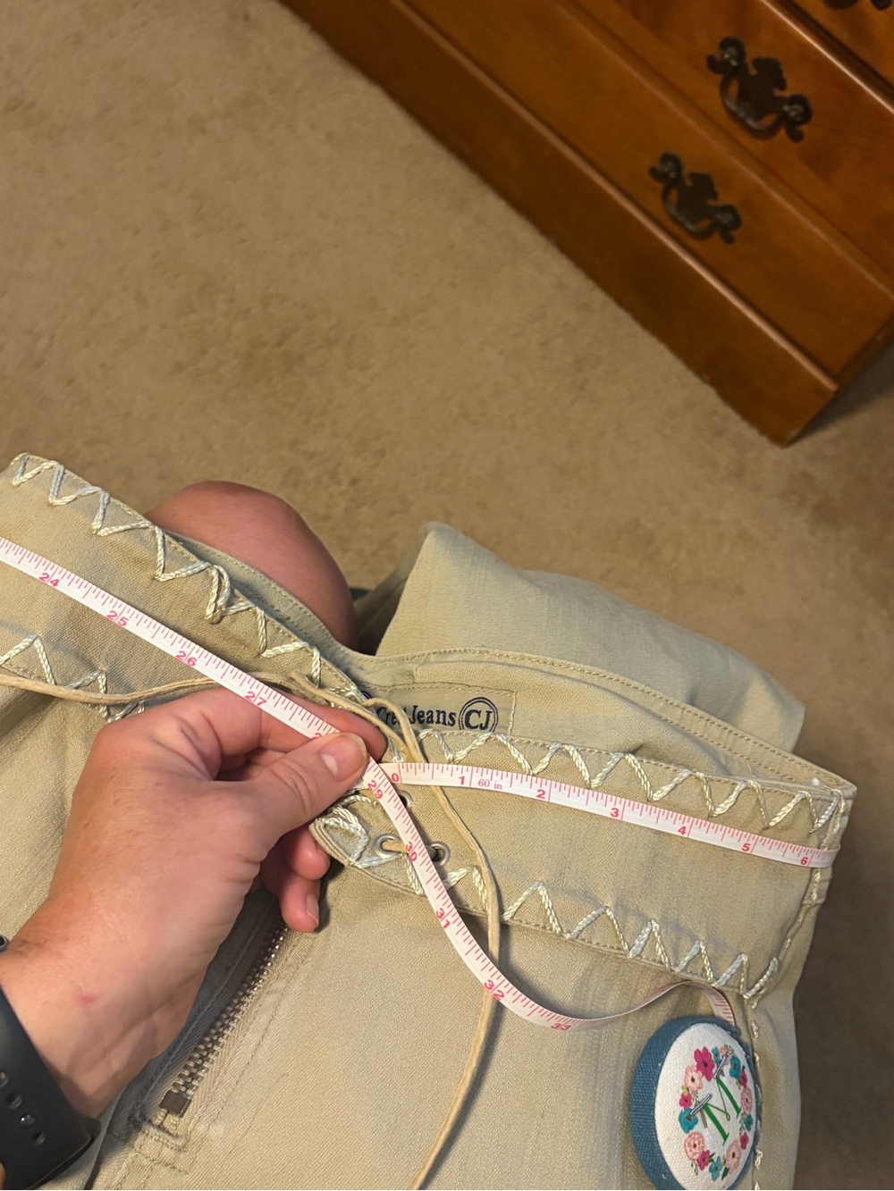 Vintage Crest Tan Embroidered Flare Pants - Picture 11 of 14
